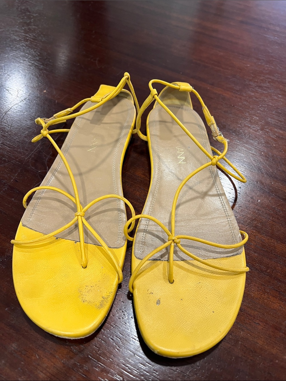 Zimmermann Yellow Lace-Up Flat Sandals